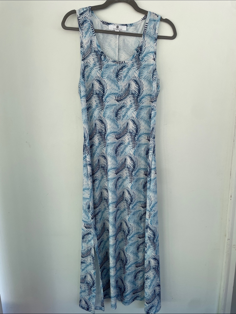 Jean-Pierre Womens Sleeveless Hawaiian Hangover Blue Palm-Print Maxi Dress Large